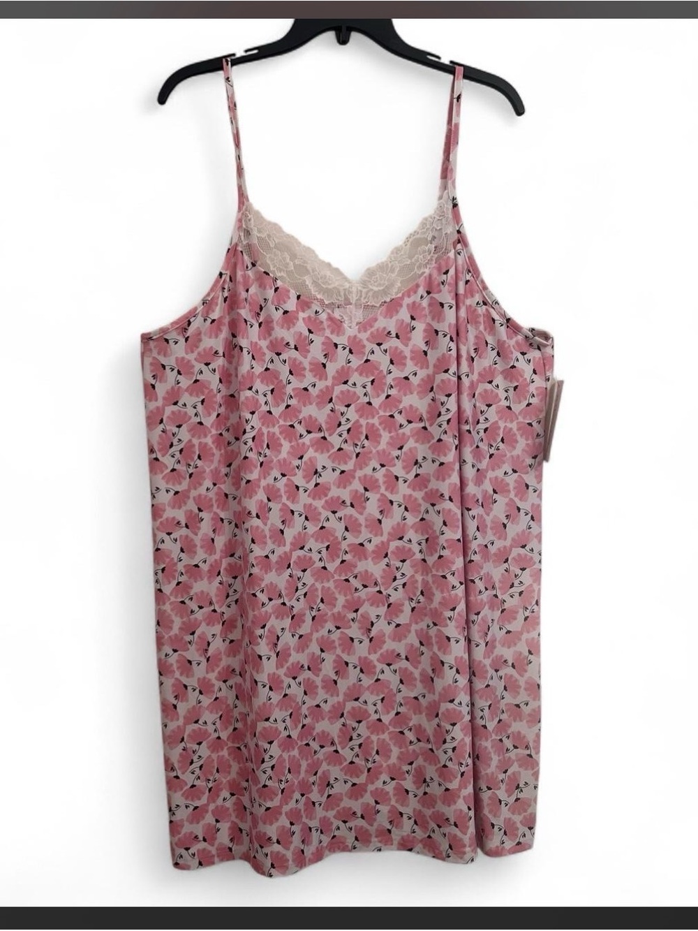 Coquette Pink Floral Lace-Trim Sleep Chemise by Joyspun Size 2XL